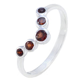 Jieun silver band ring with five round garnet stones luxurious red gemstone ring for elegant everyday wear